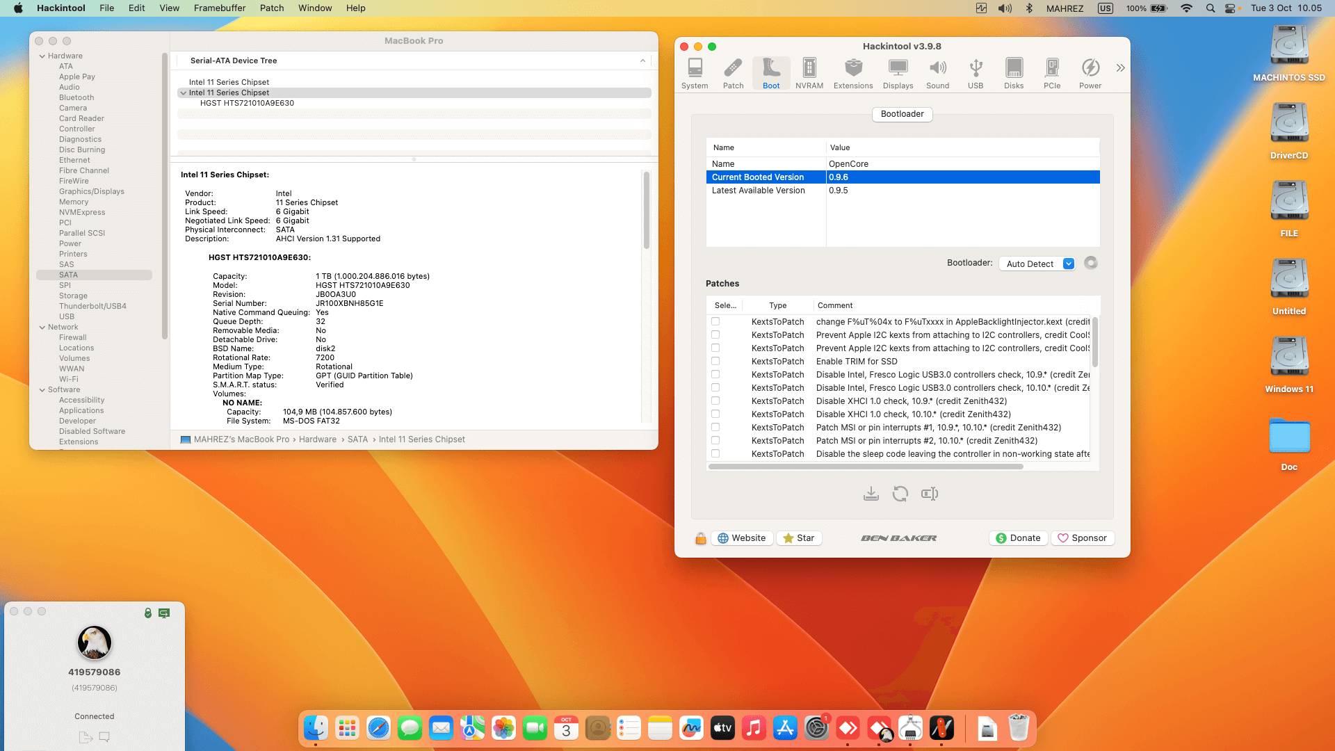 MSI Gaming GL63 8RD 072XKR [CoffeeLake   Intel UHD 630 + PS2 SMBUS]   OpenCore 1
